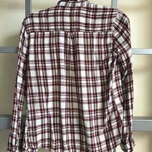 Maroon / White Casual Flannel-Style Shirt